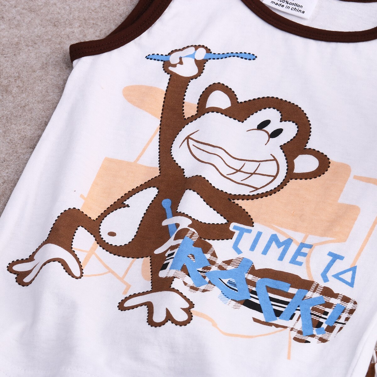 Cartoon monkey Toddler Kids Baby Boys Summer Outfits T-shirt Tank Tops cartoon monkey +Pants 2pcs Clothes Set - ebowsos