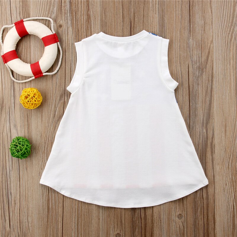 Casual Kids Baby Girl Mini Dress Toddler Girls Print American USA Flag Party Dresses Loose Summer Vestidos Clothes Jumper 1-6Y - ebowsos