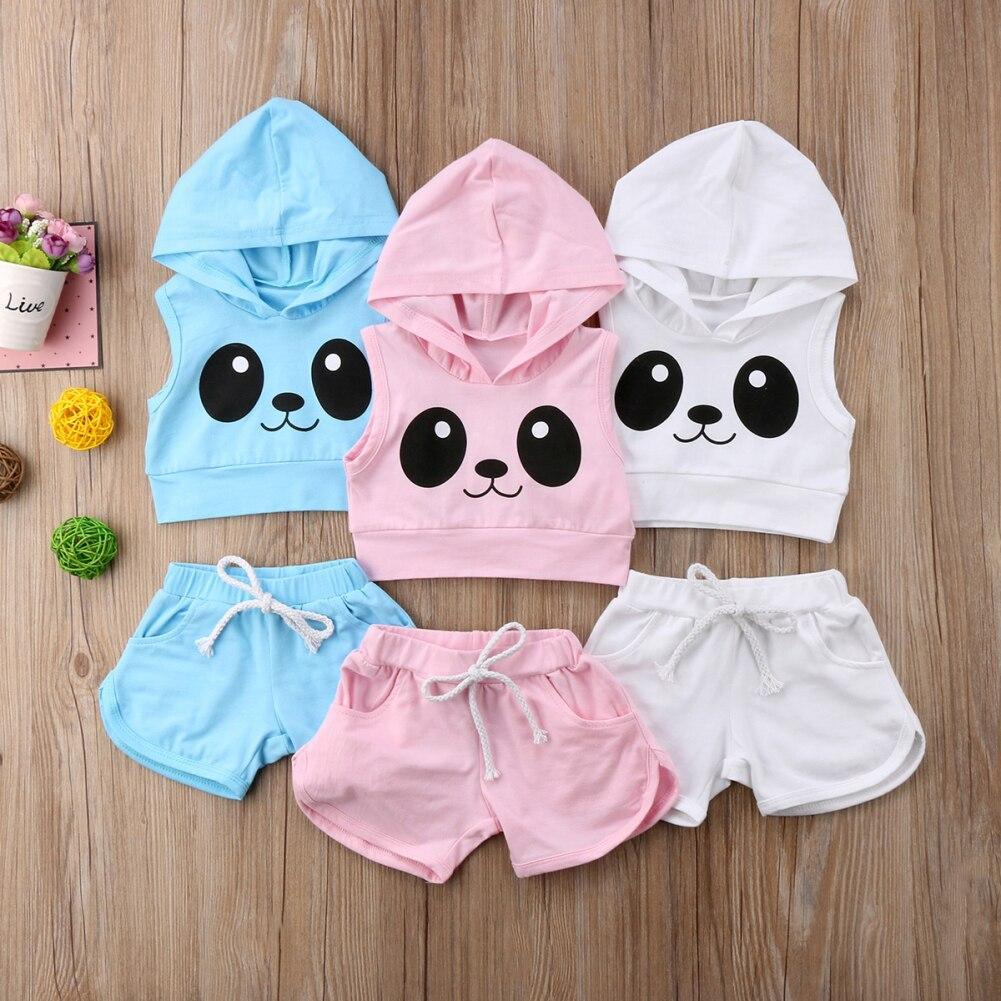 Casual Kids Baby Girls Hoodies Tops Shorts Sport Suit Outfits Clothes Summer Mon - ebowsos