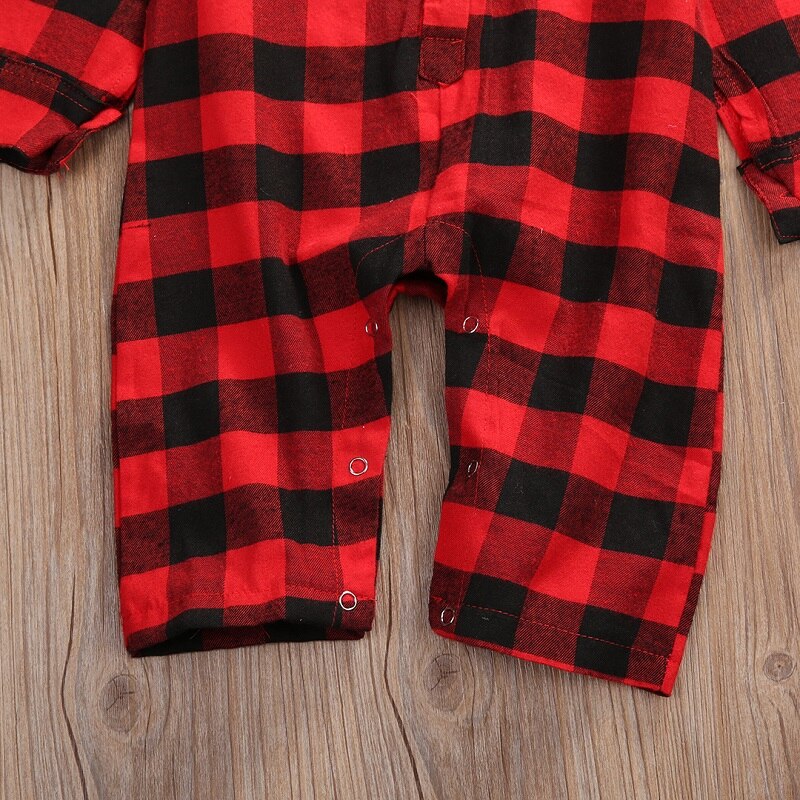 Casual Newborn Infant Baby Boy Plaid Bodysuit Jumpsuit Clothes Outfits - ebowsos