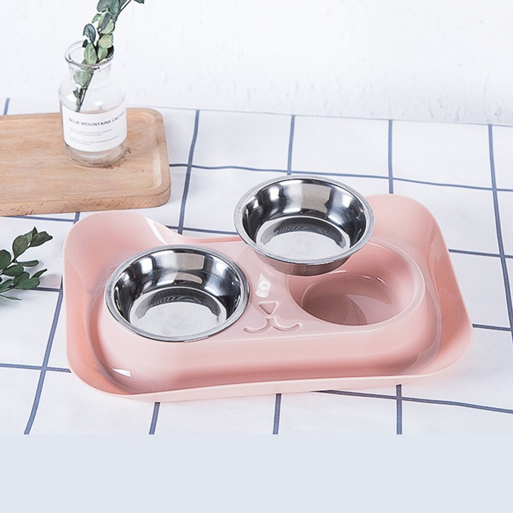 Cat Bowl Creative Pet Double Bowls Stainless Steel Non-Slip Dog Cat Bowl Pet Water Food Feeder Pet Feeding Supplies For Cats Dog-ebowsos