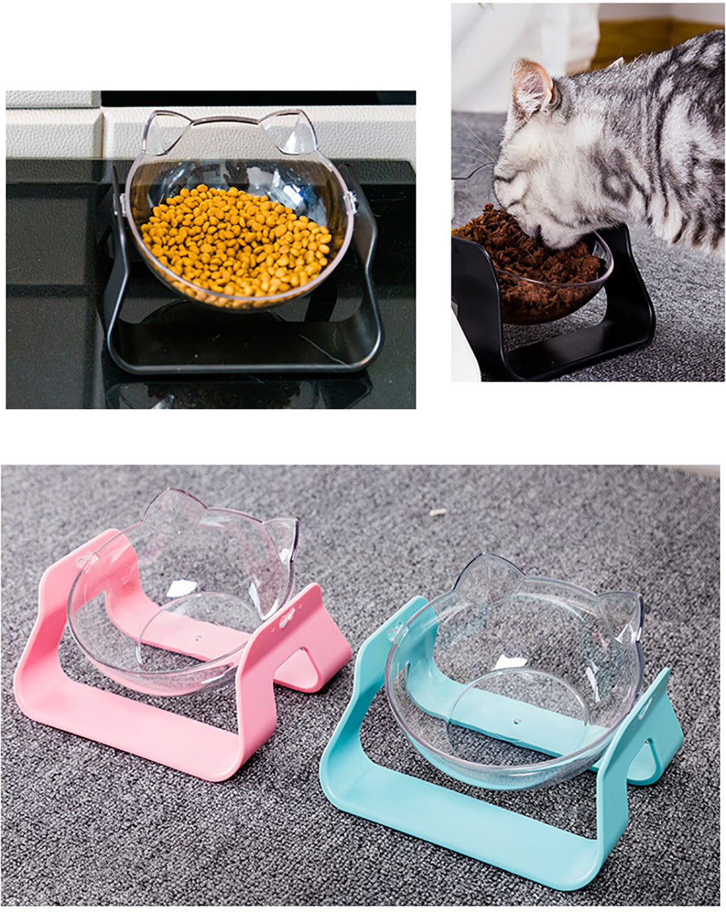 Cat Bowl Non-Slip Cervical Vertebra Protection Pet Bowls Creative Angle Adjustable Cat Shape Dog Bowl For Food Water Feeder-ebowsos