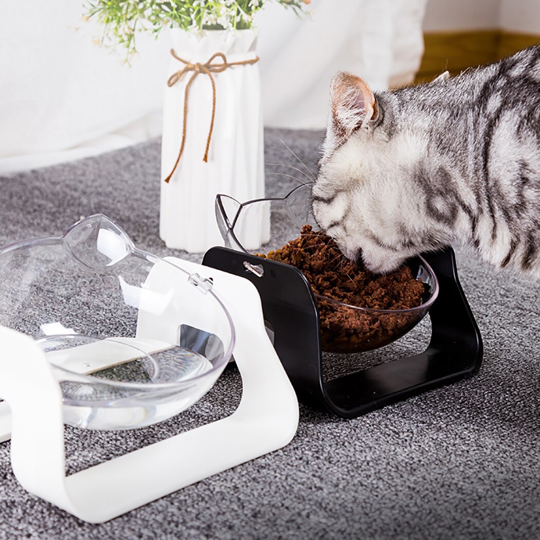 Cat Bowl Non-Slip Cervical Vertebra Protection Pet Bowls Creative Angle Adjustable Cat Shape Dog Bowl For Food Water Feeder-ebowsos