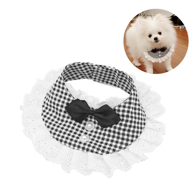 Cat Collar Fashion Check Bowknot Decor Creative Pet Bib Pet Costume Collar Clothing Accessories Pet Supplies-ebowsos