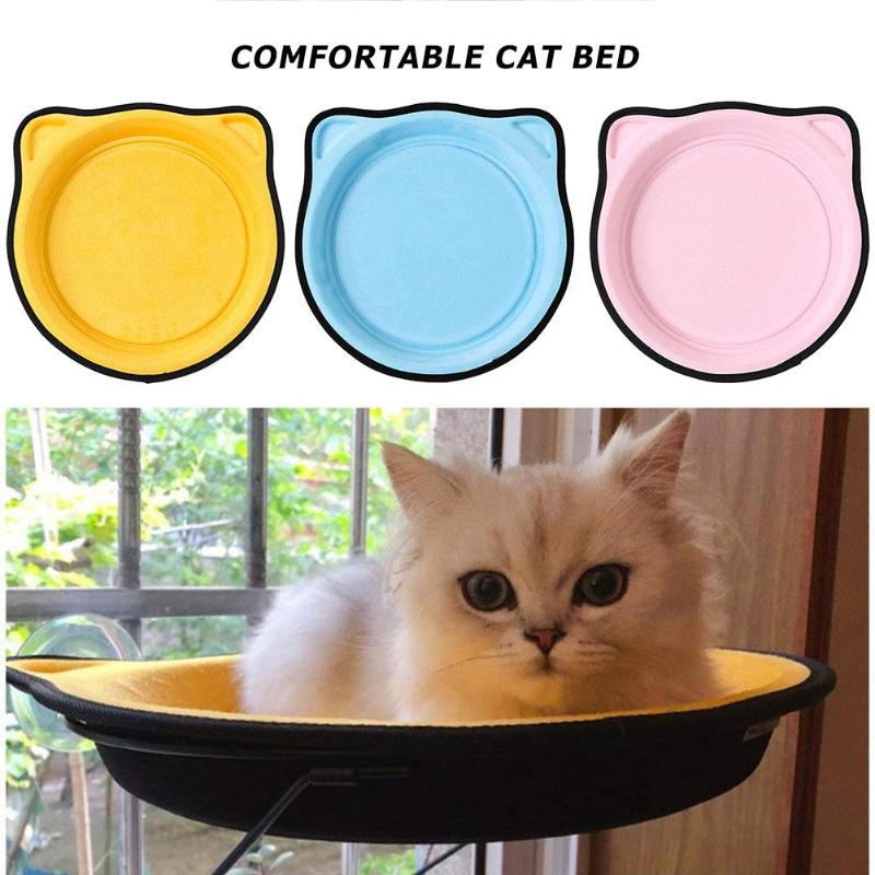 Cat Hanging Beds Window Mount Hammock Climbing and Recording Soft Comfortable Pets Kitten Rest House Yellow/Blue/Pink 37x37cm - ebowsos