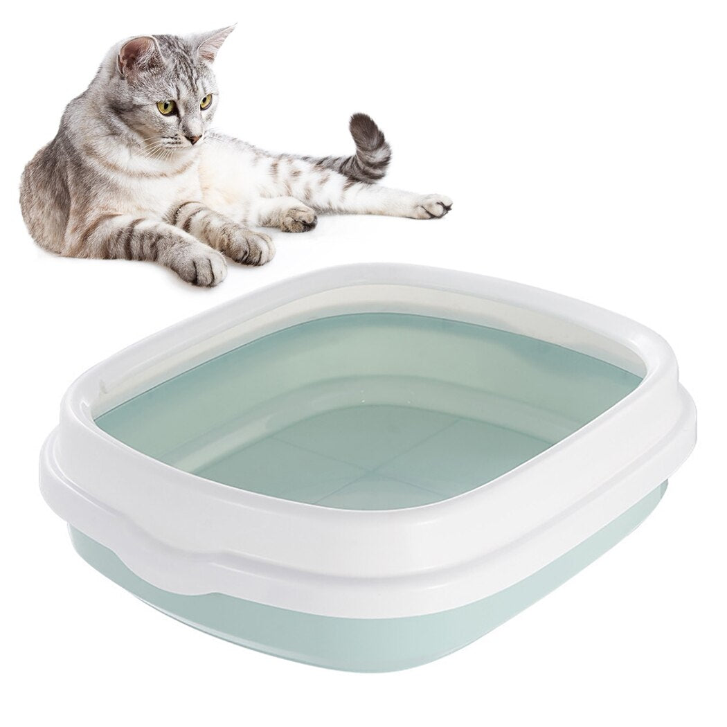 Cat Litter Pan Semi-Closed Detachable Open Cat Toilet Cat Litter Pot With Shovel Pet Cleaning Supplies Easy To Clean-ebowsos