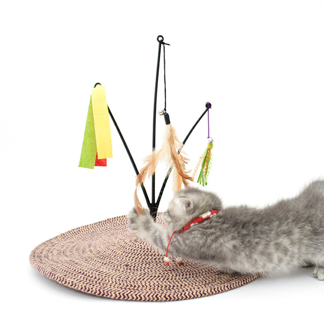 Cat Scratch Board Cotton Rope Felt Chicken Feather Creative Cat Toy Swing Tree Cat Scratch Pad Pet Interactive Training Supplies-ebowsos