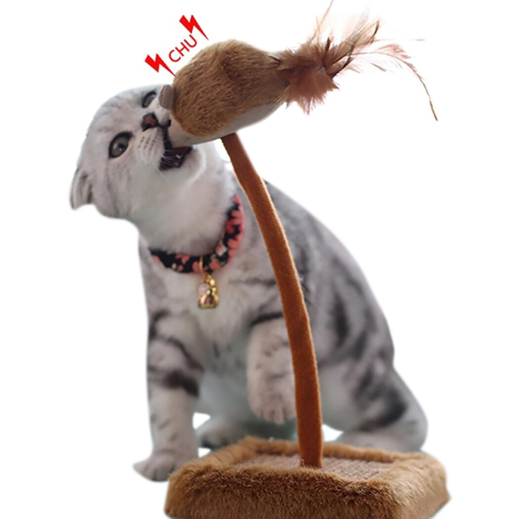 Cat Scratch Post Plush Spring Squeaky Cat Scratcher Post Pet Teaser 2019 New Arrive-ebowsos