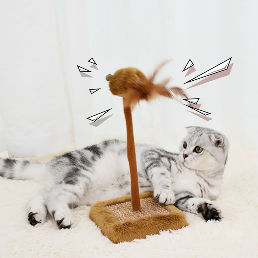 Cat Scratch Post Plush Spring Squeaky Cat Scratcher Post Pet Teaser 2019 New Arrive-ebowsos