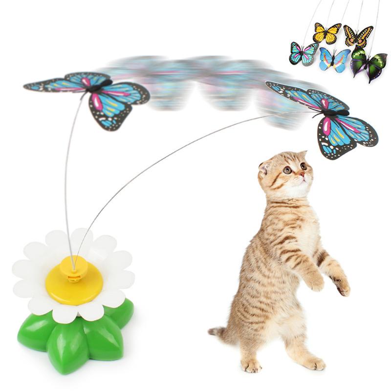 Cat Toy Funny Pet Butterfly Cat Kitten Playing Toys Pet Seat Scratch Toy Electric Rotating Toys for Cat Dogs Pets Products - ebowsos