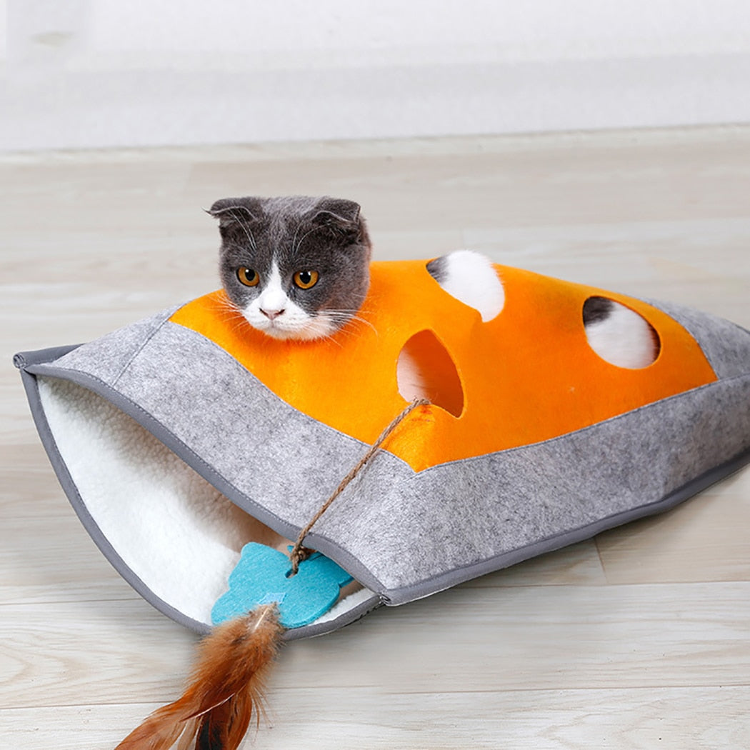 Cat Tunnel Sleeping Bag Creative Breathable Warm Cat Nest Pet Sleeping Bed Puzzle Cat Toy For Kittens-ebowsos