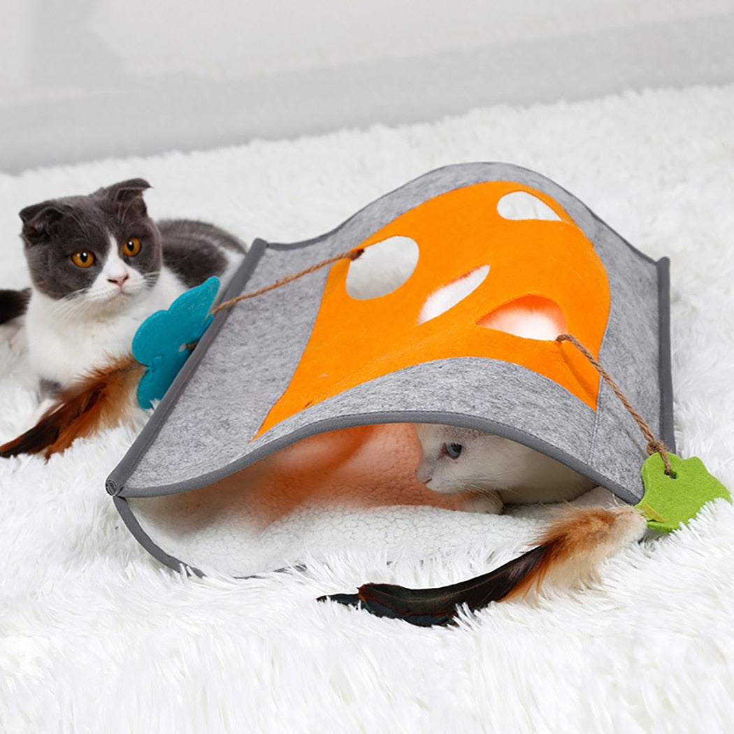 Cat Tunnel Sleeping Bag Creative Breathable Warm Cat Nest Pet Sleeping Bed Puzzle Cat Toy For Kittens-ebowsos