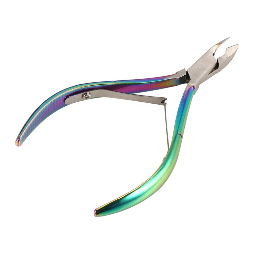 Chameleon Rainbow Nail Art Manicure Tools Kits Stainless Steel Cuticle Spoon Pusher Scissor Nipper Trimmer Nail Clipper Cutter - ebowsos