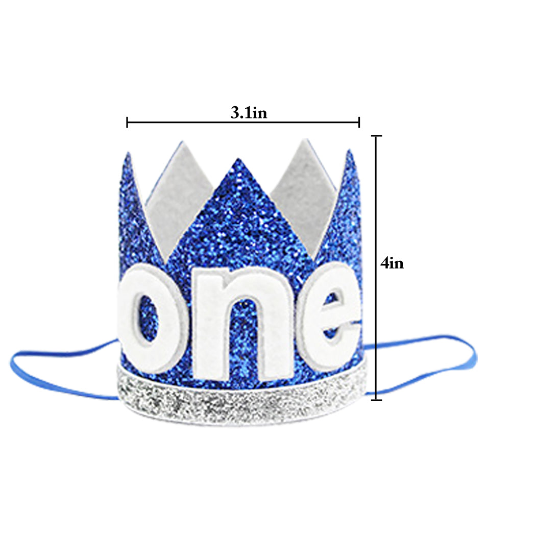 Child Birthday Party Decoration Blue Crown Party Hat Fashion Glitter Sequin Birthday Hat Party Crown Hat For Kids Birthday-ebowsos