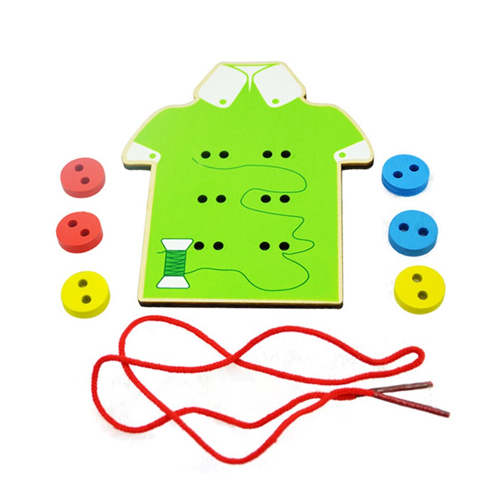 Children Beads Lacing Board Educational Toys Wooden Toys Toddler Sew On Buttons Early Education Teaching Aids-ebowsos