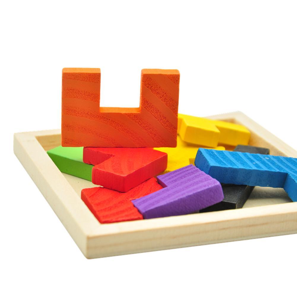 Children Brain Traning Wooden Sorting Nesting Jigsaw Toys 3D Puzzle Tangram Tetris Geometric Shape Game Learning Toys For Kids-ebowsos