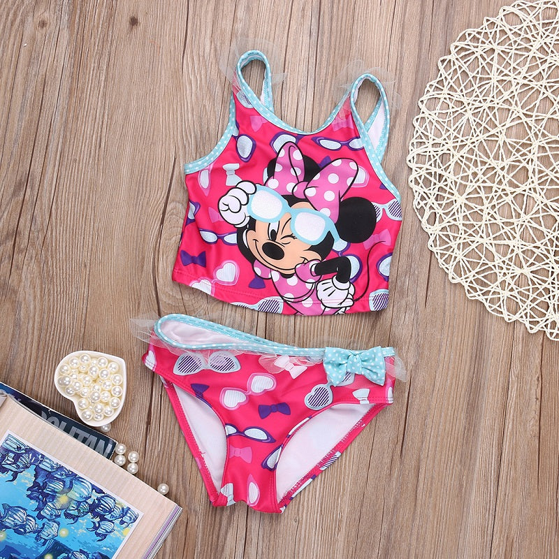 Children Clothing Baby Girl Kid Summer Swimsuit Bathing Suit Swimwear Tankini Cute mouse Cartoon Bikini/Romper - ebowsos