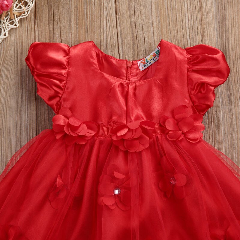 Children Dresses Baby Newborn Girl Kids Princess Dress Lace Pageant Party Dress+Headband 2PCS/Set - ebowsos