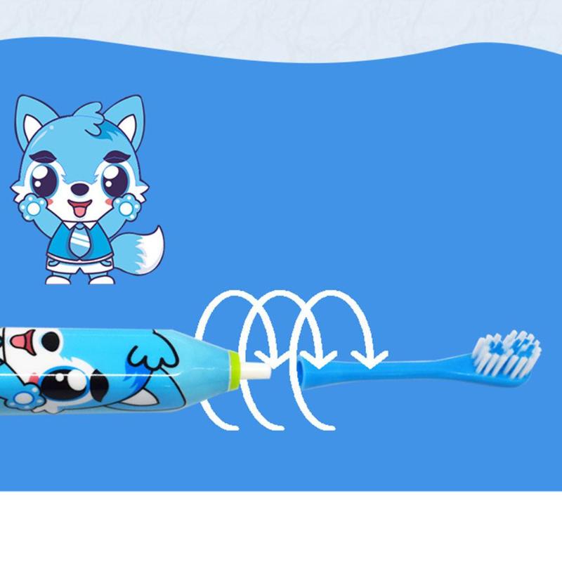 Children Electric Toothbrush Cartoon Pattern Double-sided Tooth Brush Electric Teeth Brush For Kids with 2pcs Replacement Head - ebowsos