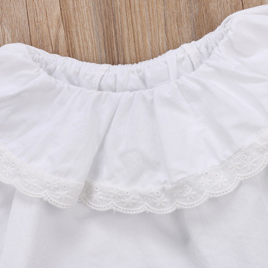 Children Princess Clothing Pretty Baby Girls Princess Lace Collar Long Sleeve Cotton Top T-shirt Clothes - ebowsos