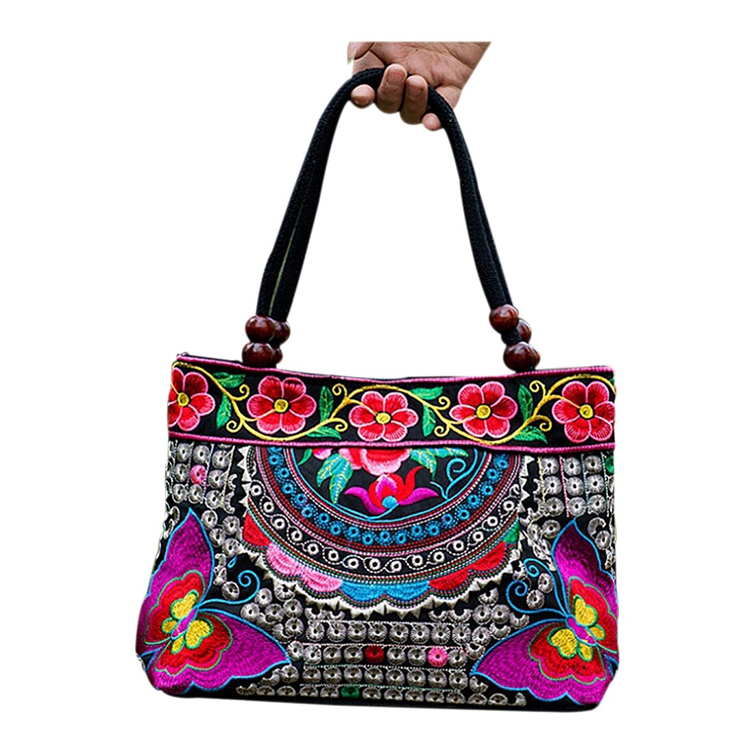 Chinese Style Women Handbag Embroidery Ethnic Summer Fashion Handmade Flowers Ladies Tote Shoulder Bags Cross-body - ebowsos