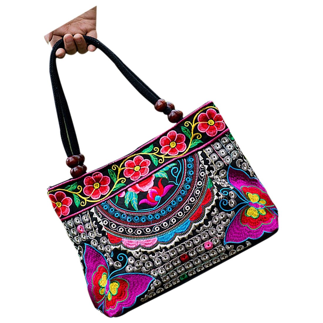 Chinese Style Women Handbag Embroidery Ethnic Summer Fashion Handmade Flowers Ladies Tote Shoulder Bags Cross-body - ebowsos