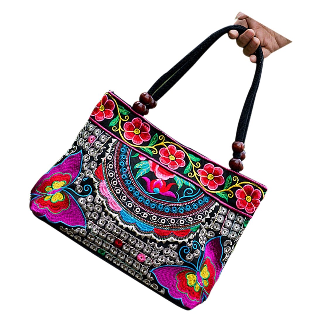 Chinese Style Women Handbag Embroidery Ethnic Summer Fashion Handmade Flowers Ladies Tote Shoulder Bags Cross-body - ebowsos