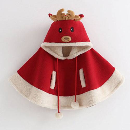 Christmas Autumn Xmas Girl Kids Baby Hooded Warm Outwear Jacket Clothes Cloak Coat Cape - ebowsos