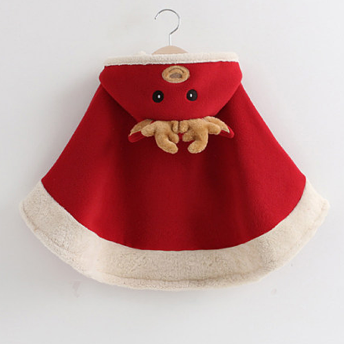 Christmas Autumn Xmas Girl Kids Baby Hooded Warm Outwear Jacket Clothes Cloak Coat Cape - ebowsos