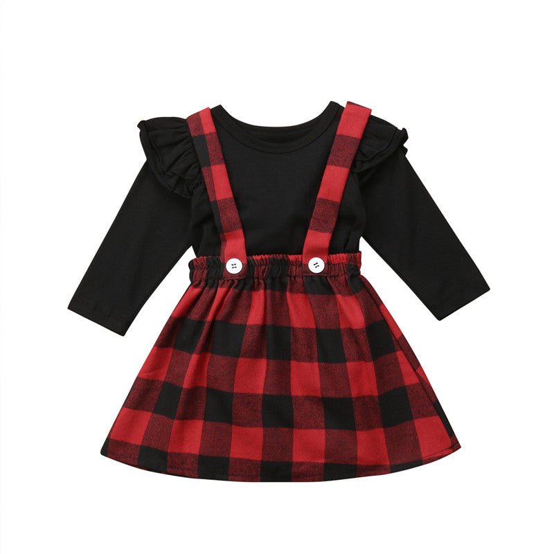 Christmas Baby Girls Clothes Outfits Fall Winter T-shirt+OVerall strap Dress Set Size 0-4T - ebowsos