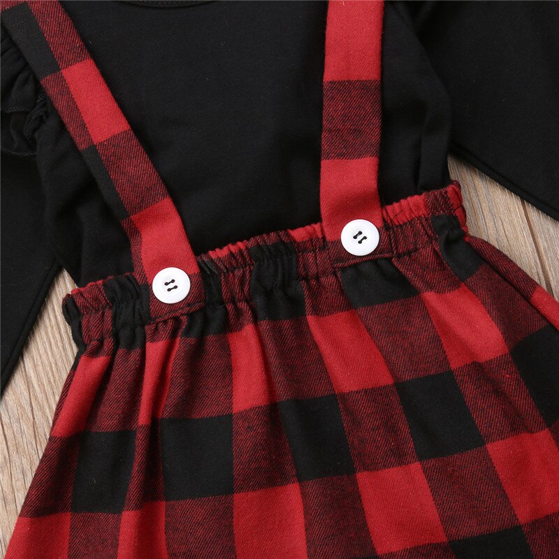 Christmas Baby Girls Clothes Outfits Fall Winter T-shirt+OVerall strap Dress Set Size 0-4T - ebowsos