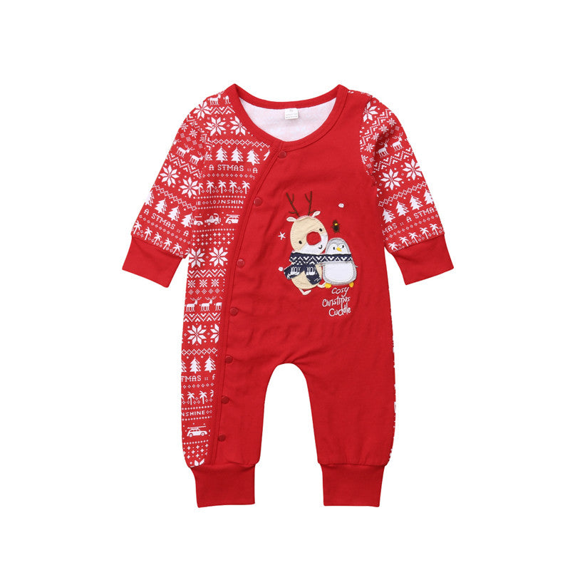 Christmas Baby Romper Boy Girl Cosy One Piece Long Sleeve Autumn Jumpsuit Outfits Xmas Kids Cotton Clothing - ebowsos