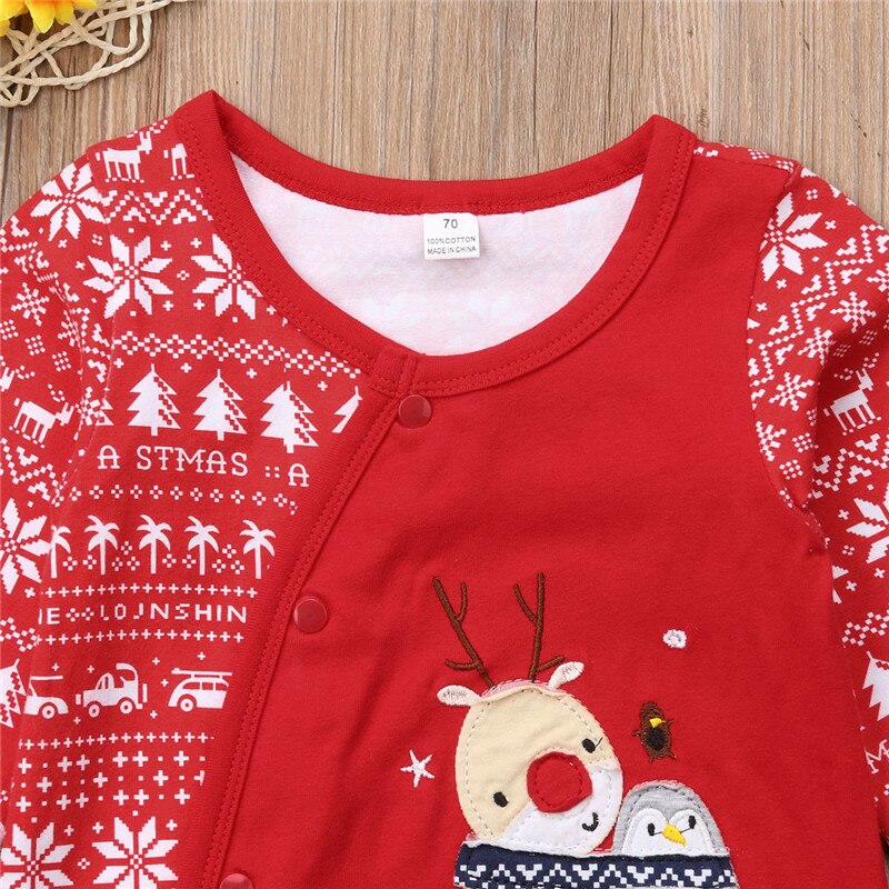 Christmas Baby Romper Boy Girl Cosy One Piece Long Sleeve Autumn Jumpsuit Outfits Xmas Kids Cotton Clothing - ebowsos