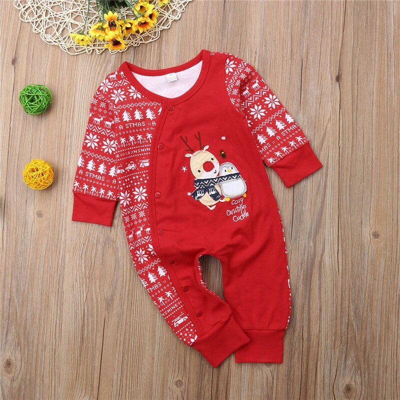 Christmas Baby Romper Boy Girl Cosy One Piece Long Sleeve Autumn Jumpsuit Outfits Xmas Kids Cotton Clothing - ebowsos