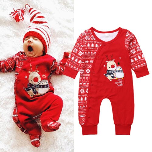 Christmas Baby Romper Boy Girl Cosy One Piece Long Sleeve Autumn Jumpsuit Outfits Xmas Kids Cotton Clothing - ebowsos