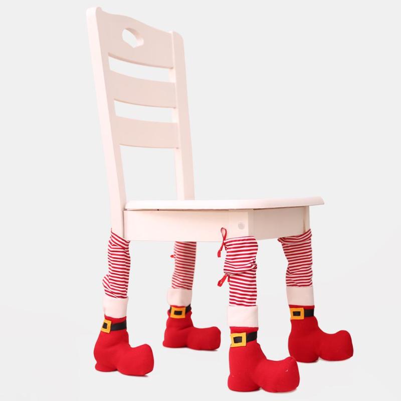 Christmas Cloth Chair Leg Cover Restaurant Bars Chairs Feet Protector Socks - ebowsos