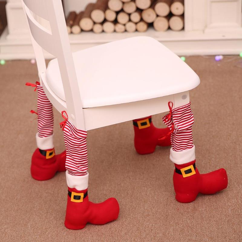 Christmas Cloth Chair Leg Cover Restaurant Bars Chairs Feet Protector Socks - ebowsos