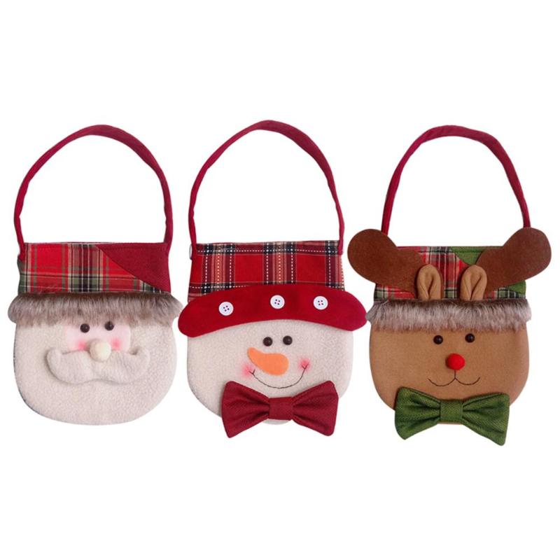 Christmas Cute Santa Claus Snowman Elk Candy Bag Handbag Home Party Decor - ebowsos