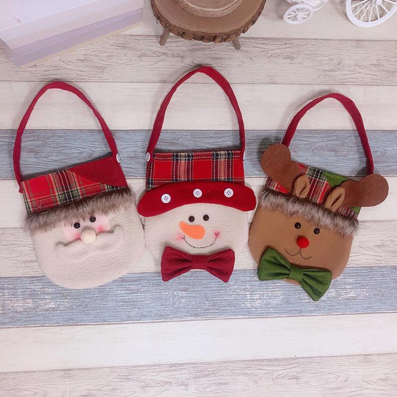 Christmas Cute Santa Claus Snowman Elk Candy Bag Handbag Home Party Decor - ebowsos