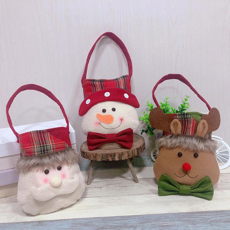 Christmas Cute Santa Claus Snowman Elk Candy Bag Handbag Home Party Decor - ebowsos