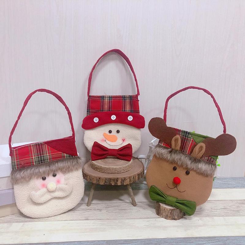 Christmas Cute Santa Claus Snowman Elk Candy Bag Handbag Home Party Decor - ebowsos