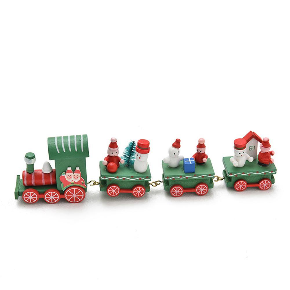 Christmas Decoration Little Train Wooden Model Vehicle Toys 4 Section with Santa/Bear Xmas Kid Toys Gift New Year Supplies-ebowsos