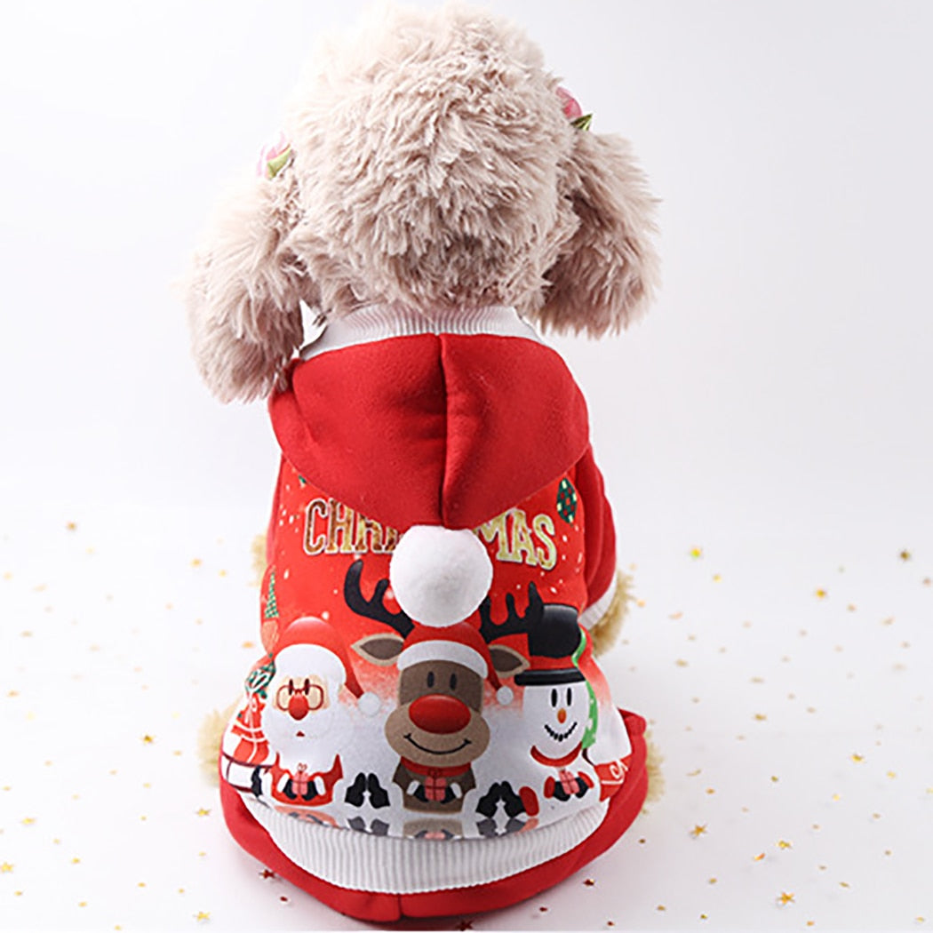 Christmas Dog Clothes Winter Pet Clothes for Small Dog Coat Jacket Costume Hoodies Warm Cat Santa Claus Pet Apparel-ebowsos