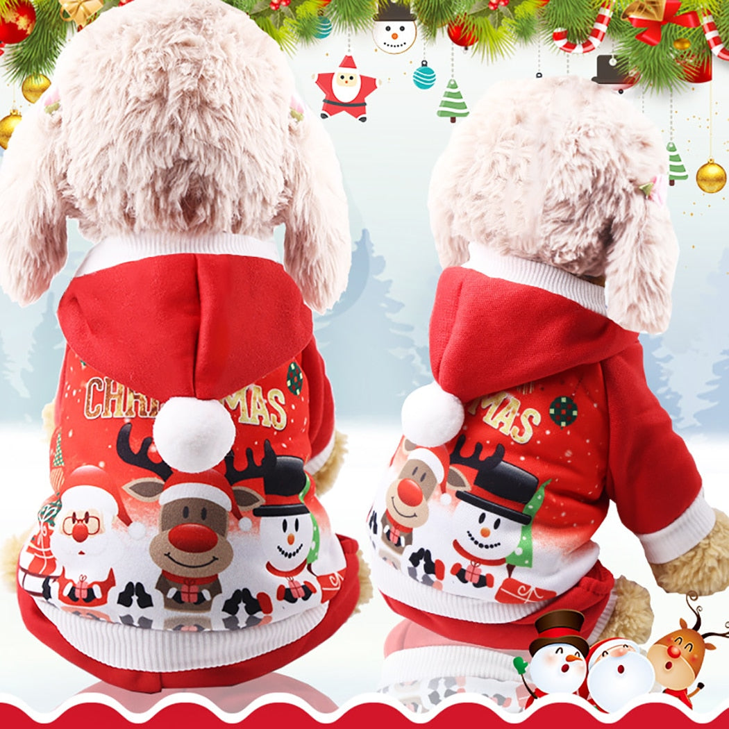 Christmas Dog Clothes Winter Pet Clothes for Small Dog Coat Jacket Costume Hoodies Warm Cat Santa Claus Pet Apparel-ebowsos