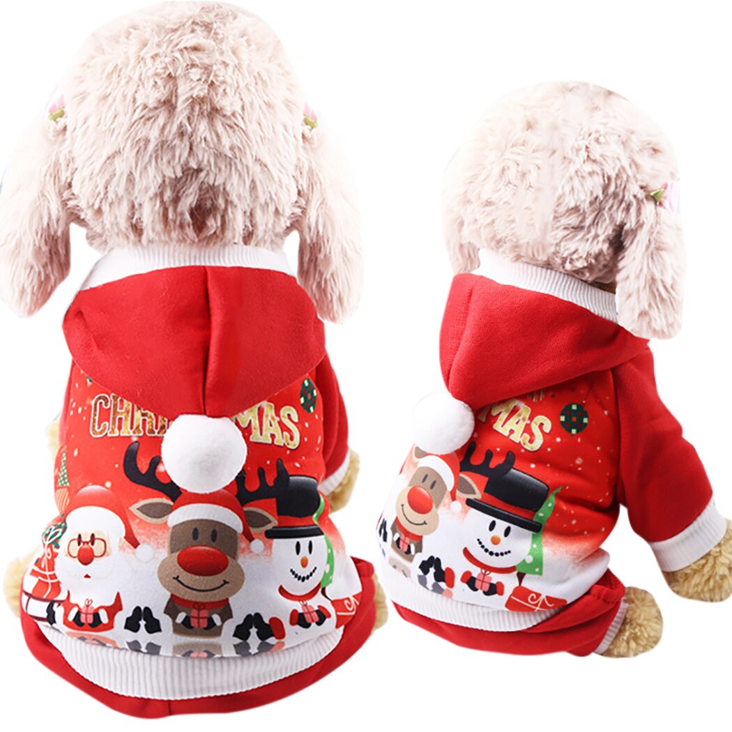 Christmas Dog Clothes Winter Pet Clothes for Small Dog Coat Jacket Costume Hoodies Warm Cat Santa Claus Pet Apparel-ebowsos