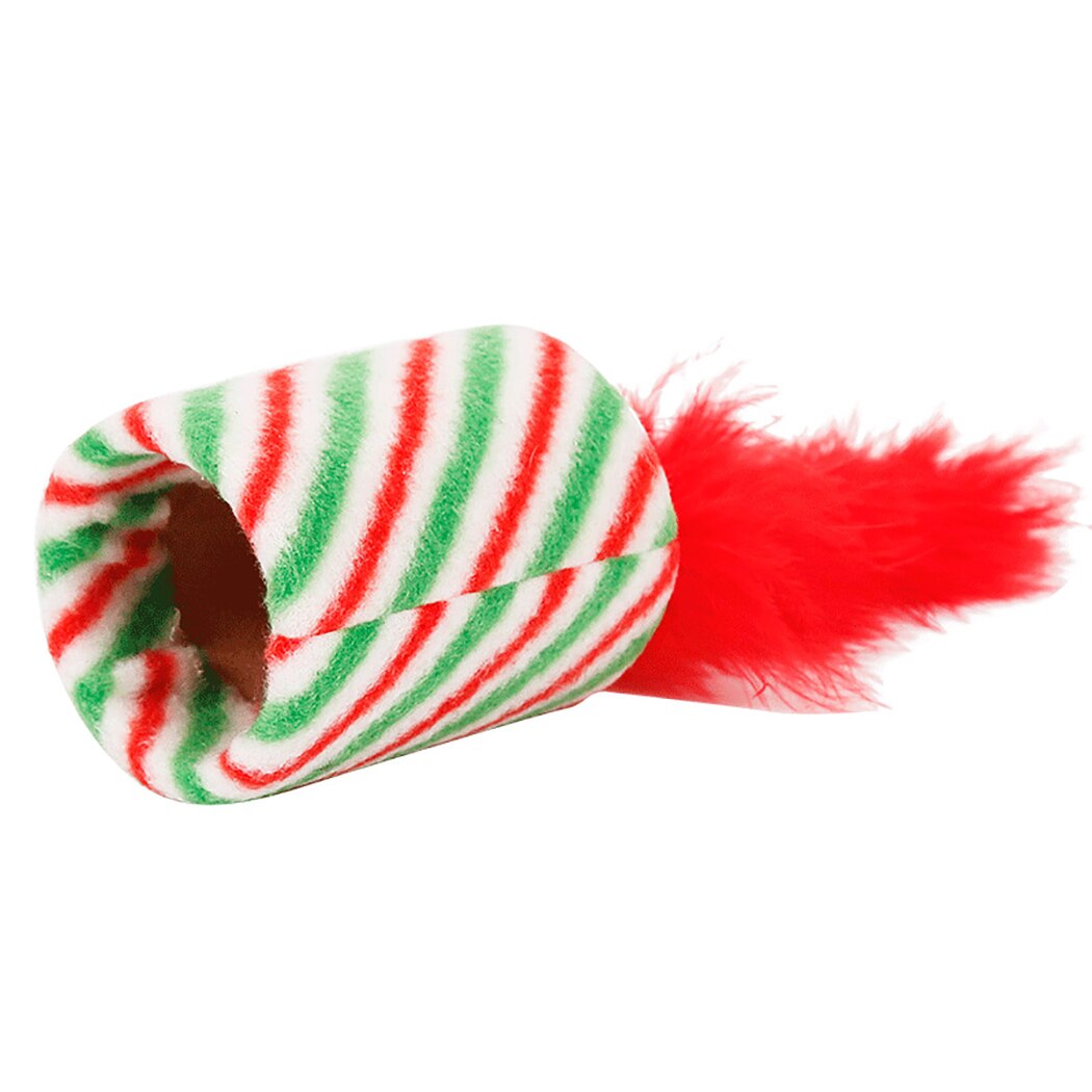 Christmas Feather Bell Small Tunnel Paper Tube Cat Toy Funny Bell Artificial Feather Cat Teaser Cat Chasing Toy-ebowsos