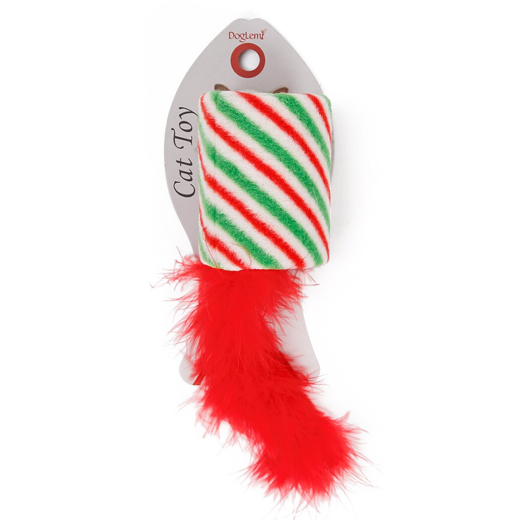 Christmas Feather Bell Small Tunnel Paper Tube Cat Toy Funny Bell Artificial Feather Cat Teaser Cat Chasing Toy-ebowsos