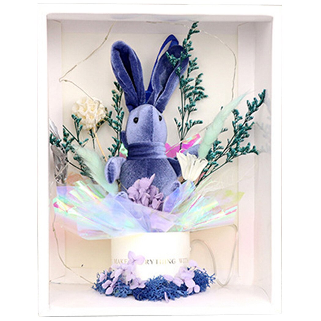 Christmas Gift Box Custom Wishing Rabbit With Hand Gift Artificial Bouquet Creative Lovely Dried Flower Bouquet Decor Bouquet-ebowsos