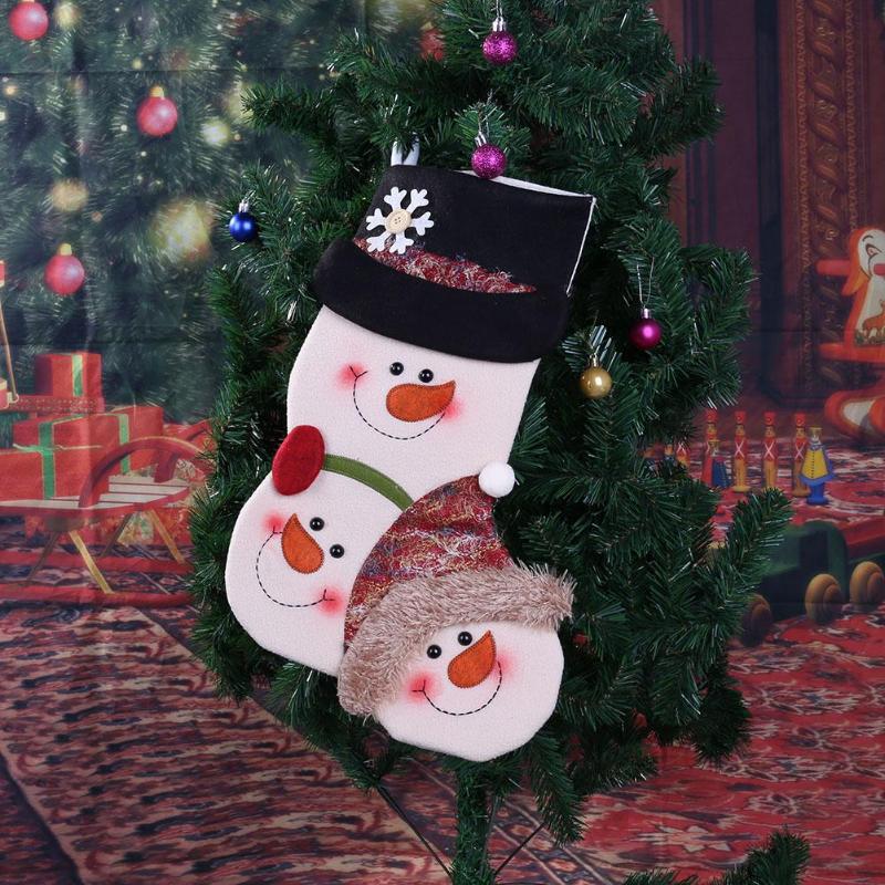 Christmas Gift Candy Bag Merry Christmas Santa Claus Snowman Sock Decor - ebowsos