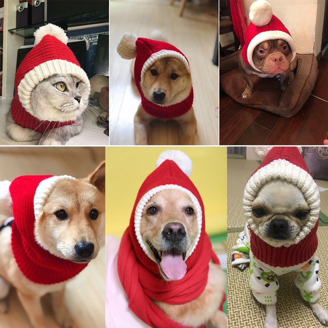 Christmas Knitted Pets Store Warm Lovely Dog Hats For Pets Cats Winter Warm Knitting Dog Cap Dog Beanie For Puppies Kittens-ebowsos